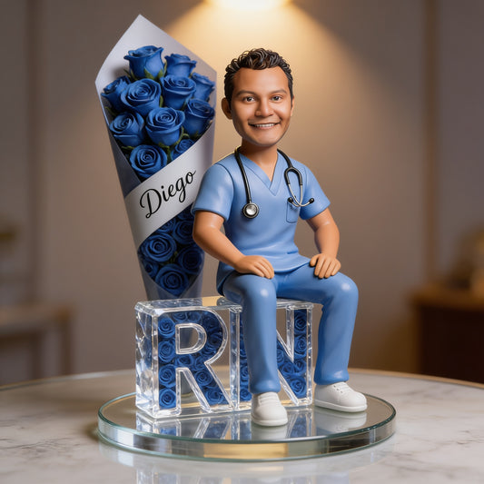 Personalized Latin Male RN Photo Acrylic Plaque Custom Nursing Graduation Retirement Gift Latino Healthcare Hero Desk Decor