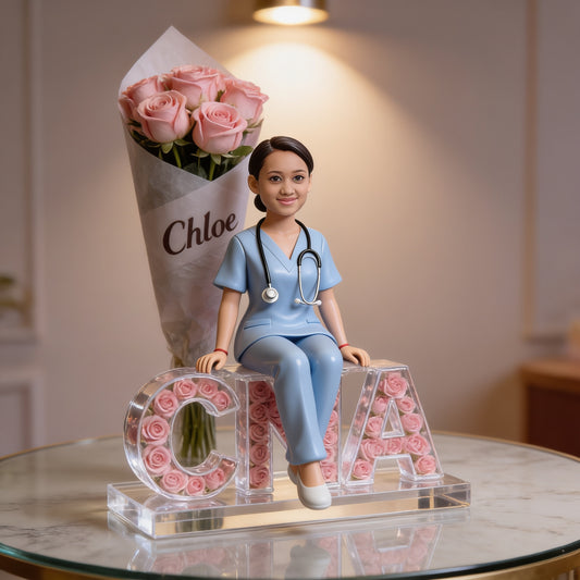Personalized CNA Nurse Shaped Acrylic Plaque - Custom Text Desk Decor Gift for Healthcare Workers Office