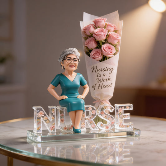 Personalized Old Latin Female Nurse Acrylic Plaque - Custom NURSE Desk Decor Retirement Gift for Healthcare Office