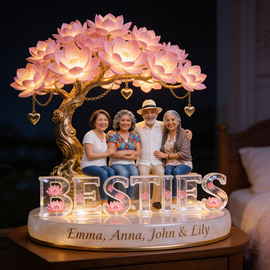 Custom Old Latin Besties Night Light LED Tree Lamp, Personalized Senior Old Latin Friends Keepsake, Home Decor Gift