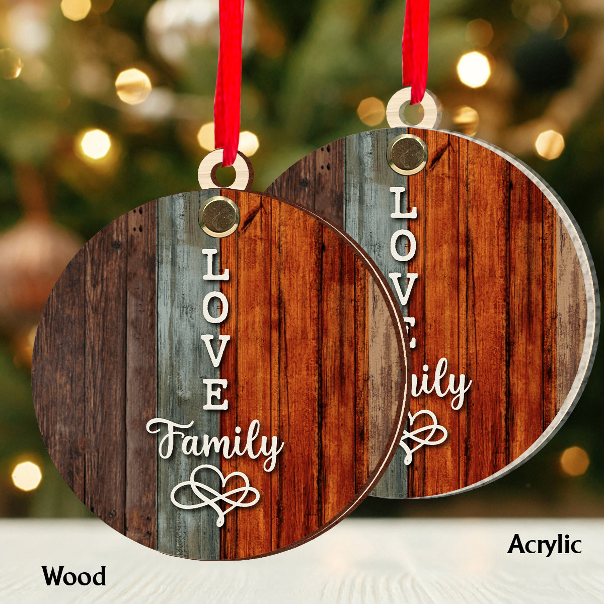 „Liebe Familie“-Kreuzworträtsel/Scrabble-Puzzle – Personalisierter Familien-Wende-Ornament