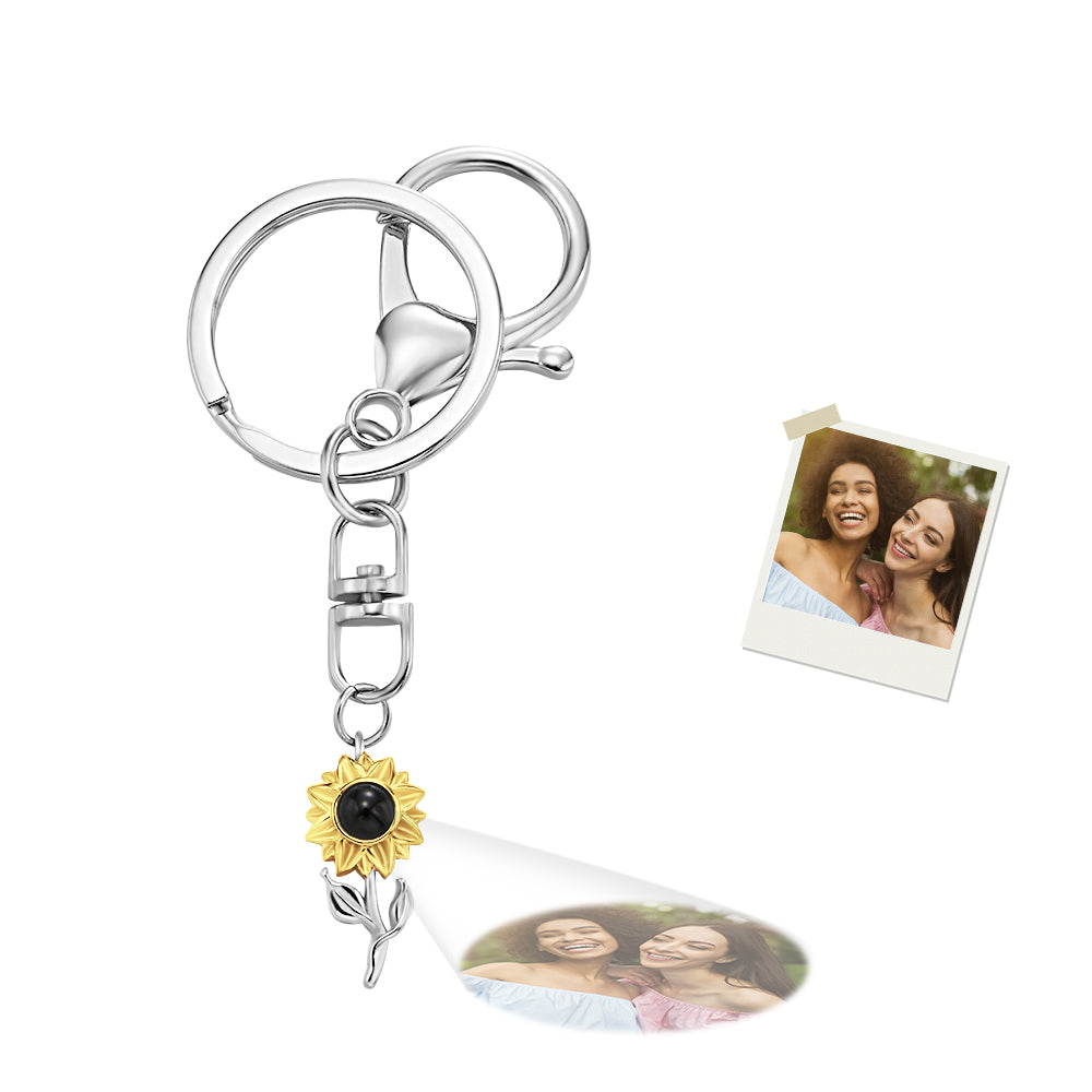 Custom Photo Sunflower Sunshine Projection Sunflower Projection Keychain - gift for anyone, dog lover, cat lover, who lost a loved one - Personalized Keychain