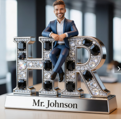 Custom Male HR Manager Desk Nameplate Plaque – Personalized Office Decor & Executive Figure Gift