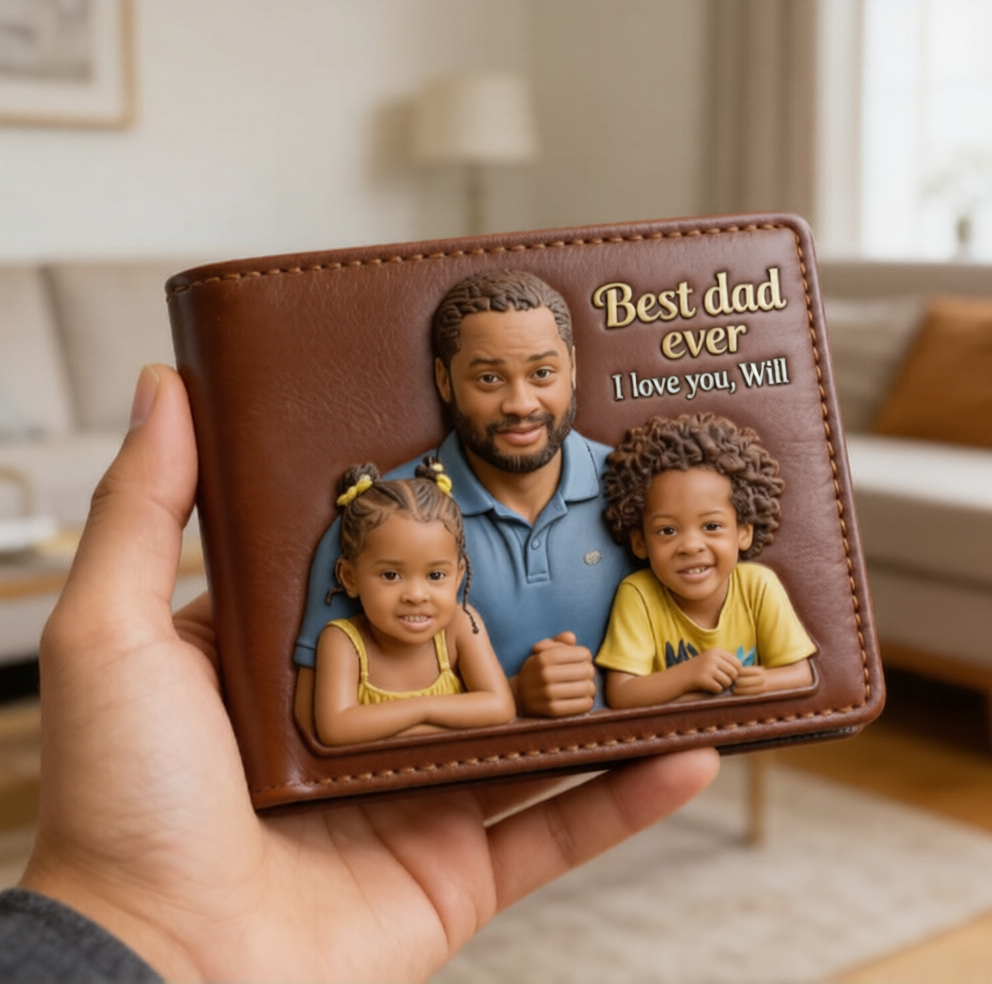 Personalisierte Foto - Individuelle Leder Geldbörse für Väter