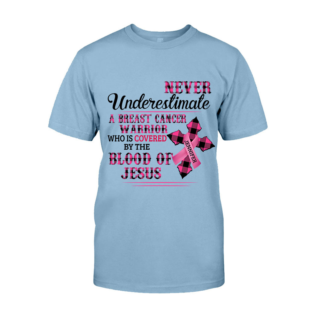 Christlicher Glaube Rosa Schleife – Personalisiertes T-Shirt und Hoodie zur Sensibilisierung für Brustkrebs