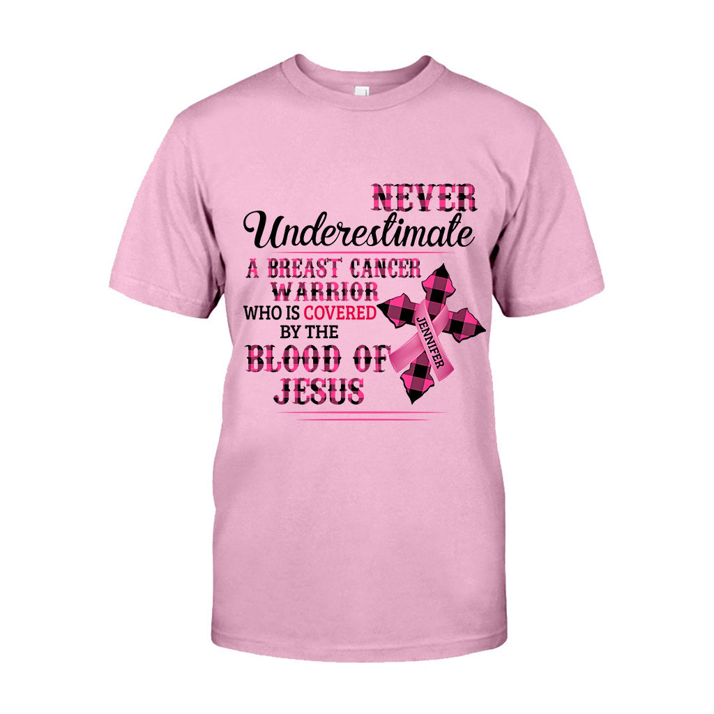 Christlicher Glaube Rosa Schleife – Personalisiertes T-Shirt und Hoodie zur Sensibilisierung für Brustkrebs