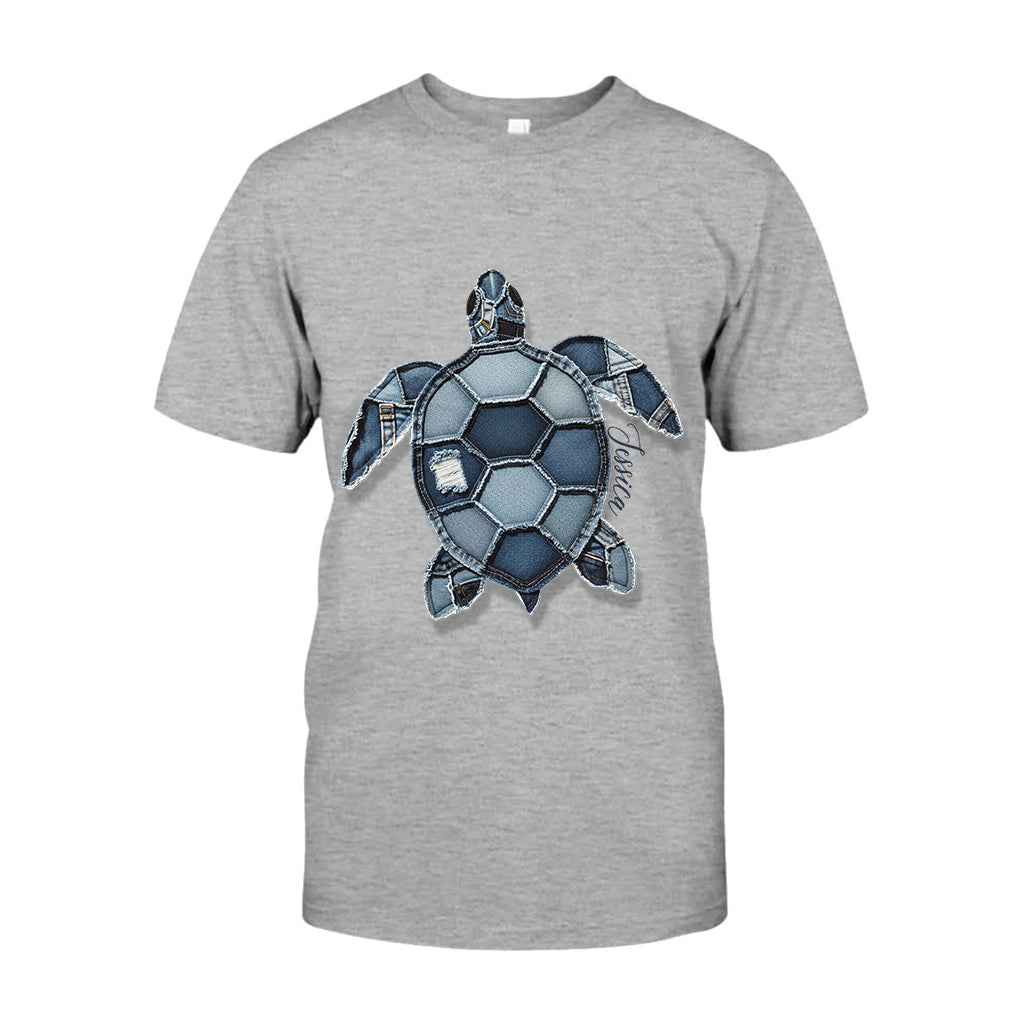 Blaue Schildkröte – Personalisiertes Schildkröten-T-Shirt und Hoodie