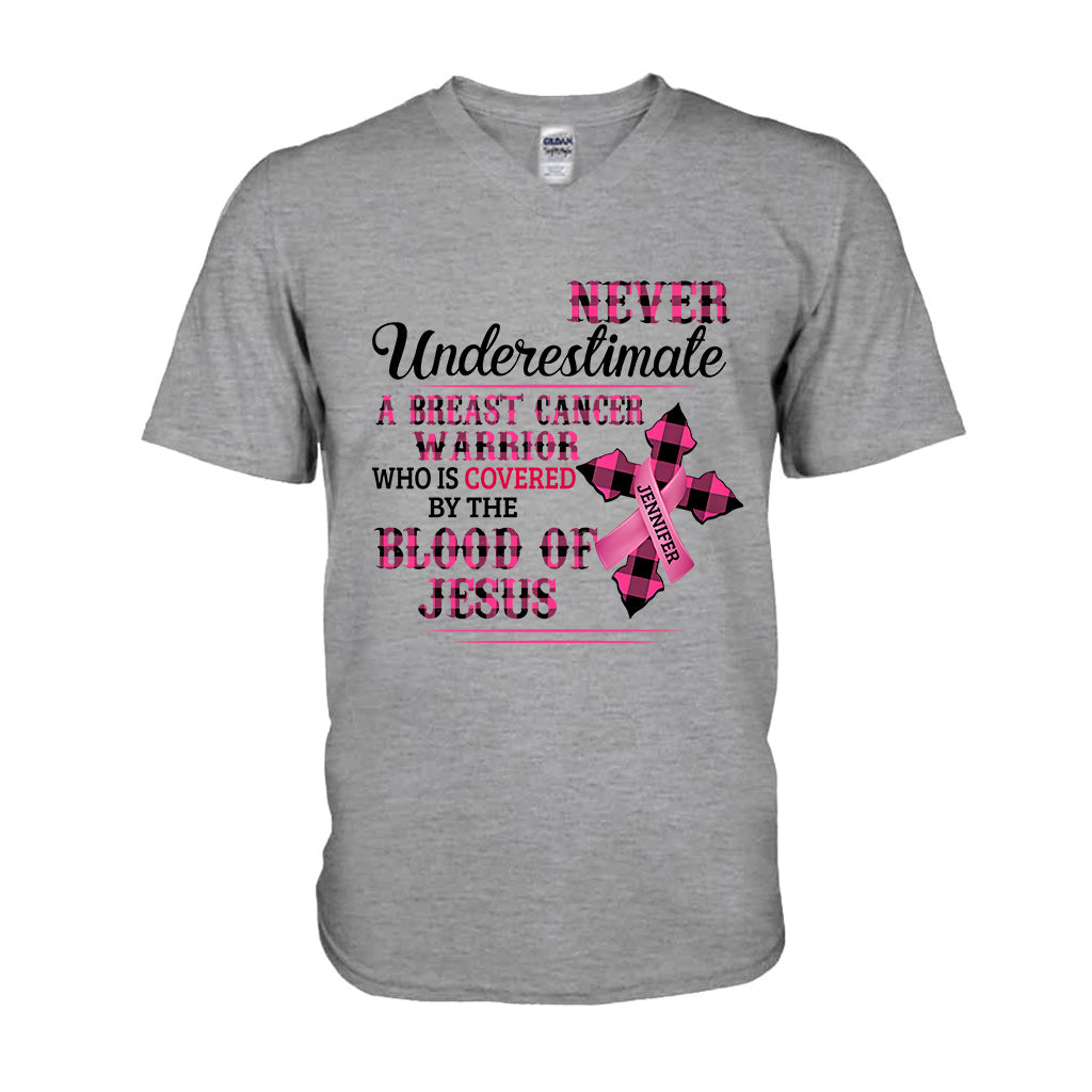 Christlicher Glaube Rosa Schleife – Personalisiertes T-Shirt und Hoodie zur Sensibilisierung für Brustkrebs