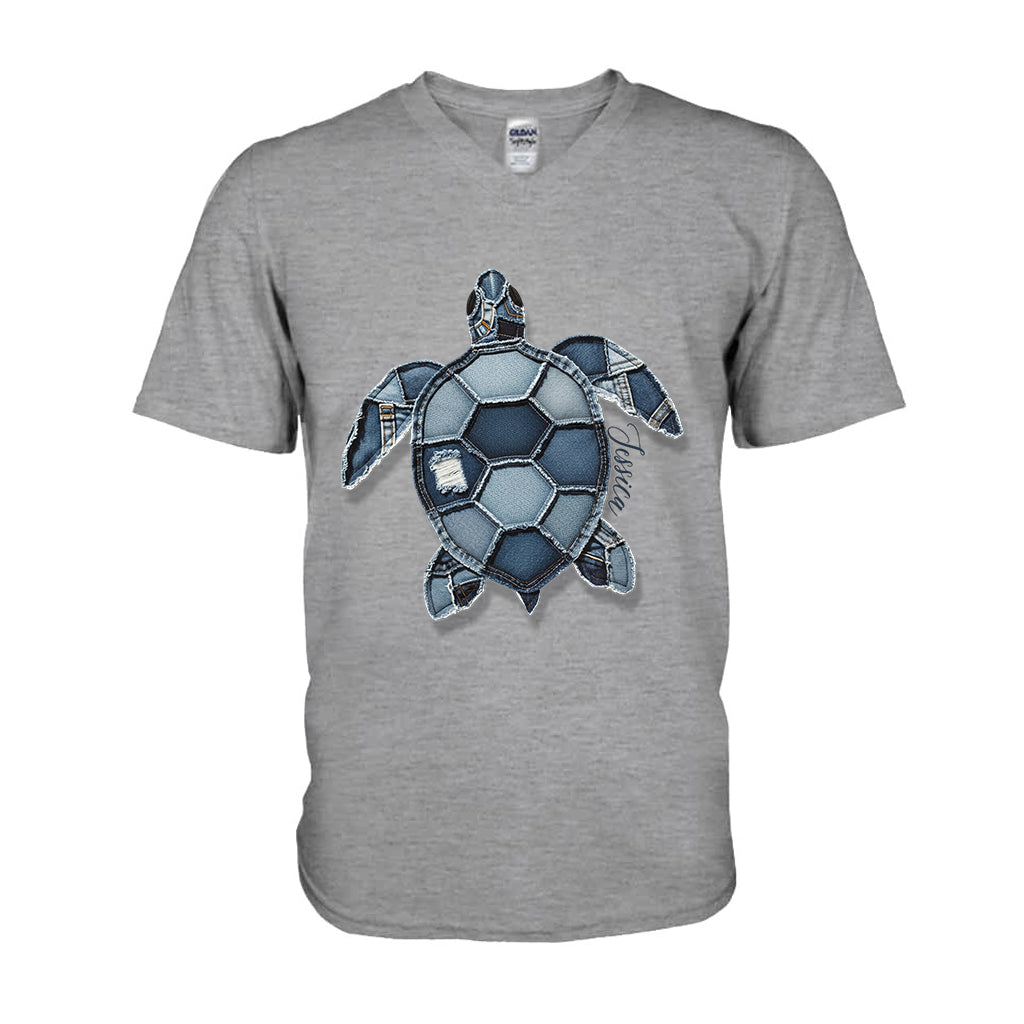 Blaue Schildkröte – Personalisiertes Schildkröten-T-Shirt und Hoodie