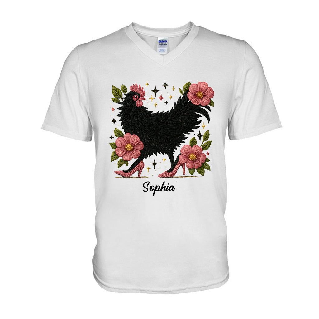 Florales Huhn – Personalisiertes Hühner-T-Shirt und Hoodie