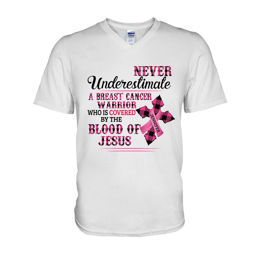 Christlicher Glaube Rosa Schleife – Personalisiertes T-Shirt und Hoodie zur Sensibilisierung für Brustkrebs