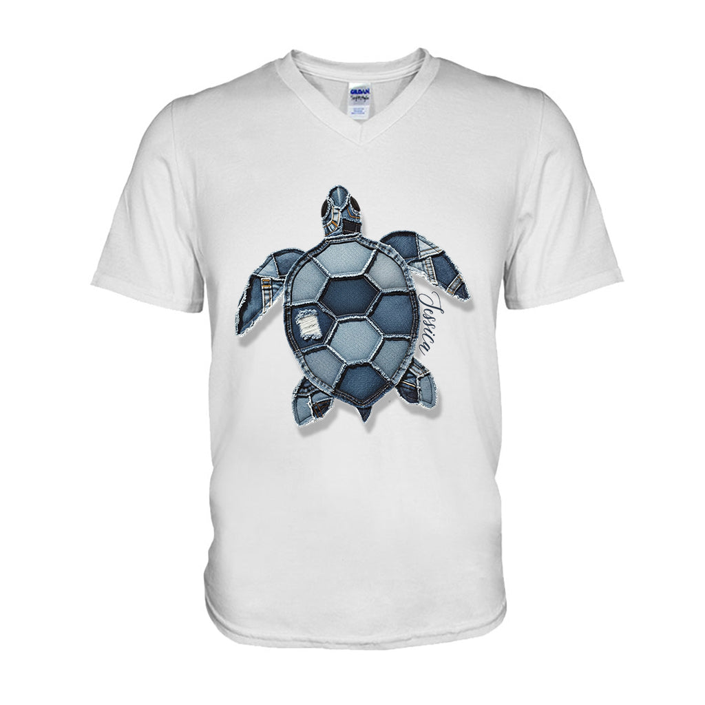 Blaue Schildkröte – Personalisiertes Schildkröten-T-Shirt und Hoodie