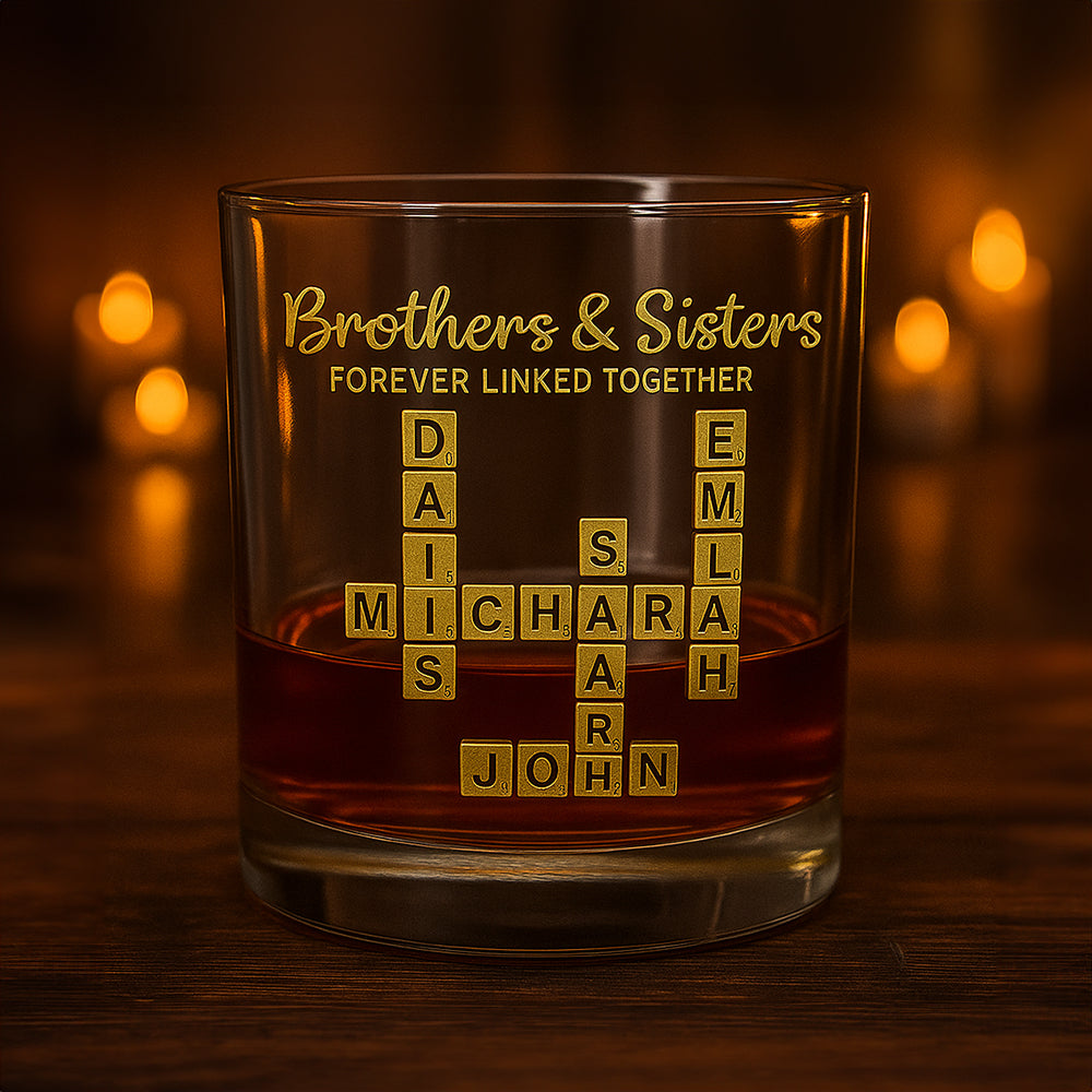 Geschwister-Kreuzworträtsel Scrabble - Personalisiertes Geschwister-Whiskyglas