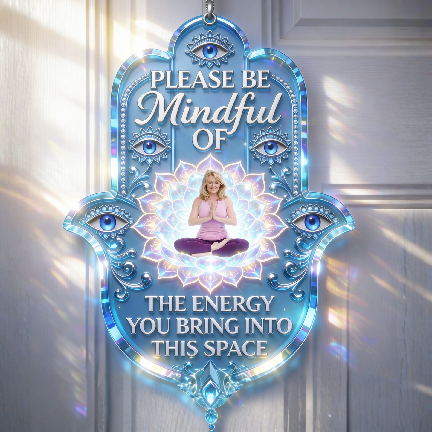 Yoga Lovers, Hamsa Hand - Personalized Yoga Acrylic Sign