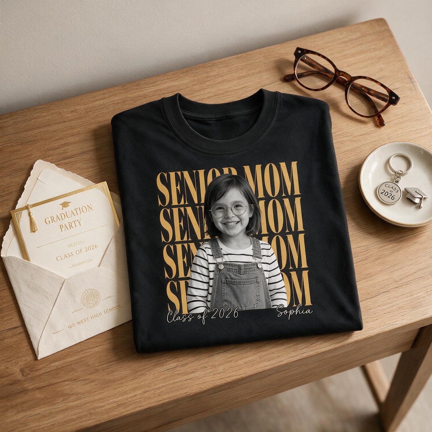 Custom Vintage Photo Senior Mom Shirt | Personalized Class of 2026 Graduation Gift for Proud Mother