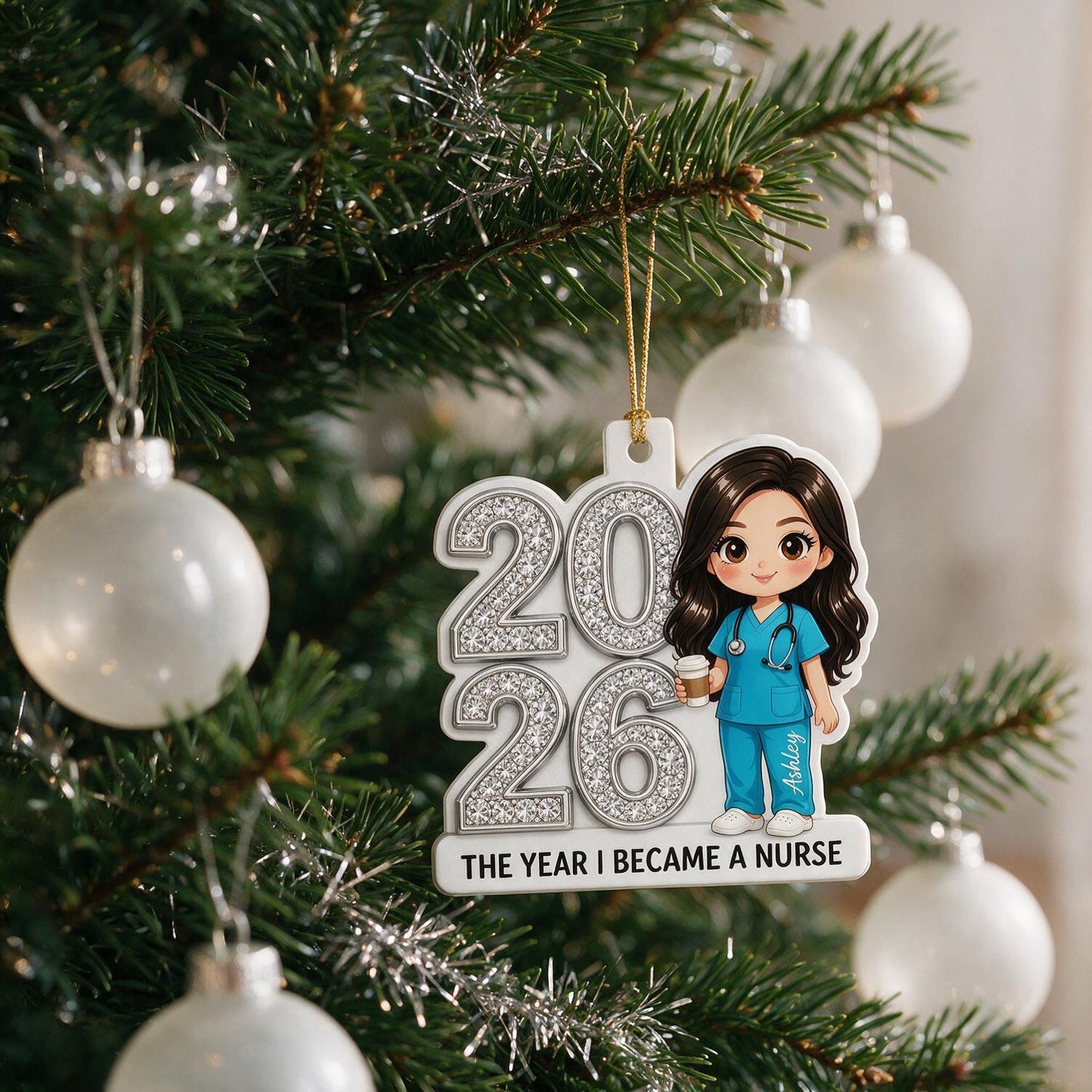 2026 The Year I Became A Nurse Personalized Acrylic Ornament - Custom Name Nurse Graduation Gift, Healthcare Worker Milestone Keepsake Christmas Decor