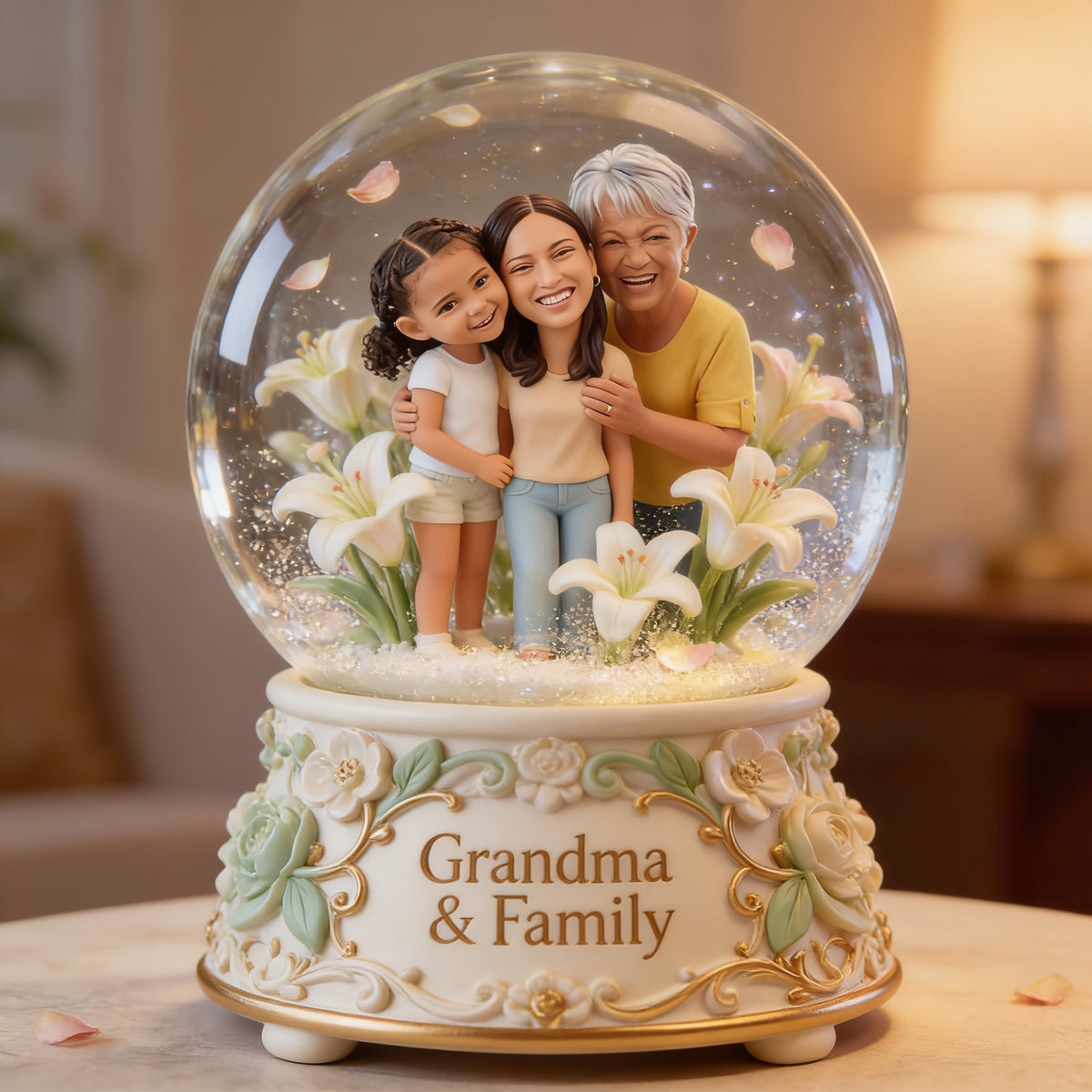 Personalisierte Lateinische Oma & Familien Glasdome Lampe - Sentimentales Geschenk für das Schlafzimmer