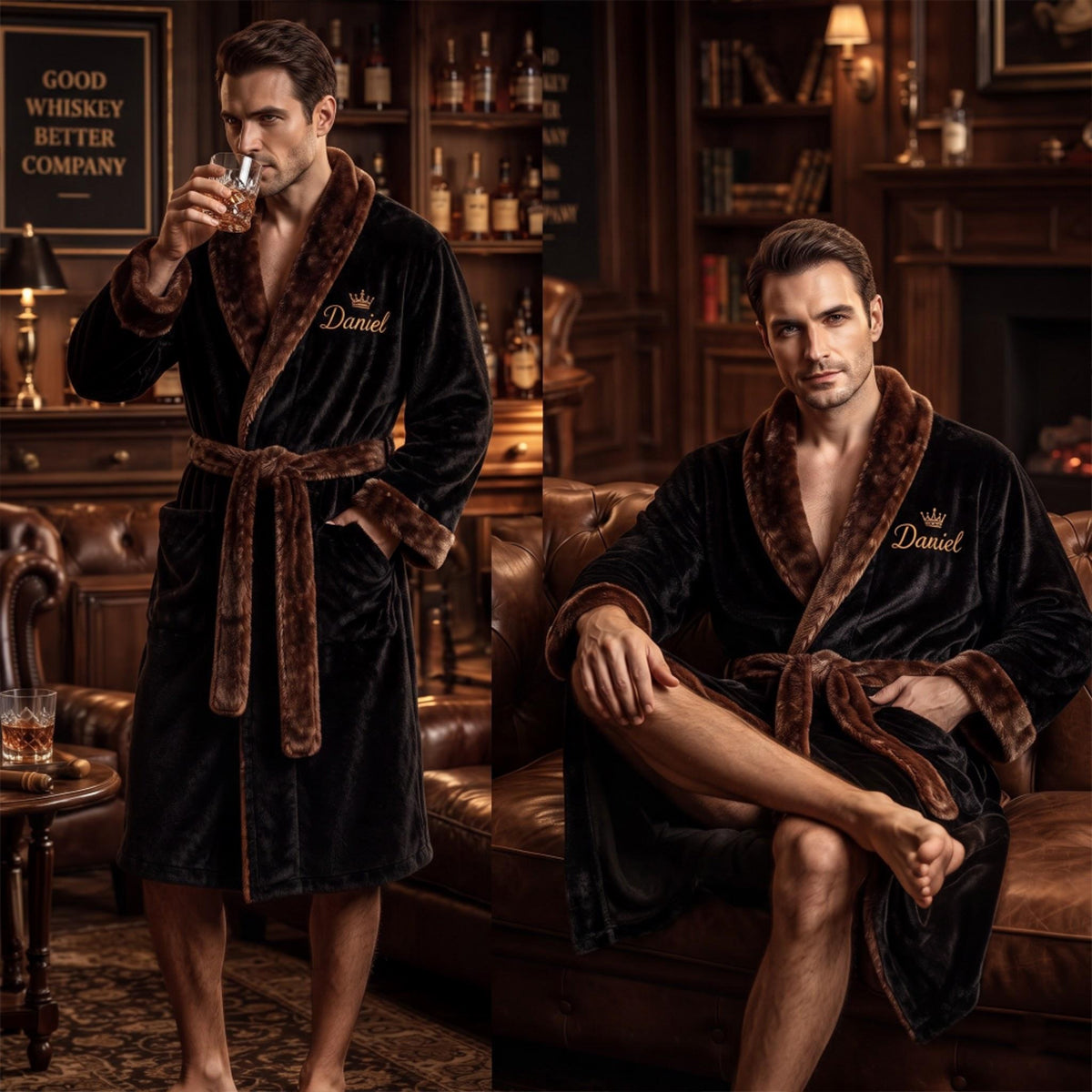 Gentleman Favor - Personalisierter Whisky-Pyjama-Kimono-Roben