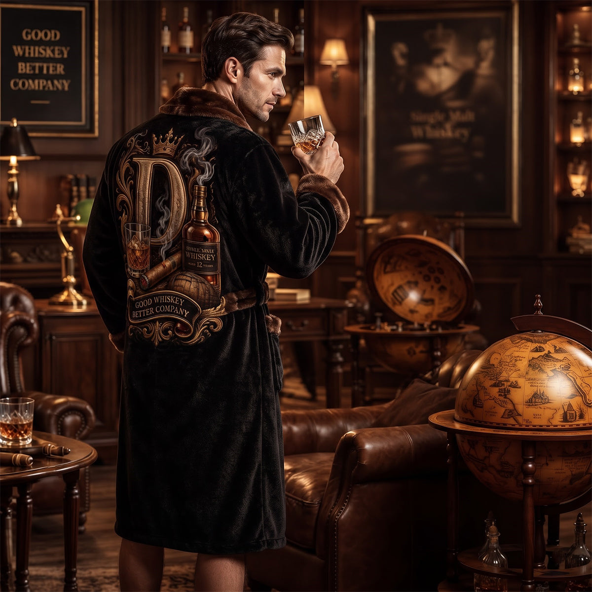 Gentleman Favor - Personalisierter Whisky-Pyjama-Kimono-Roben