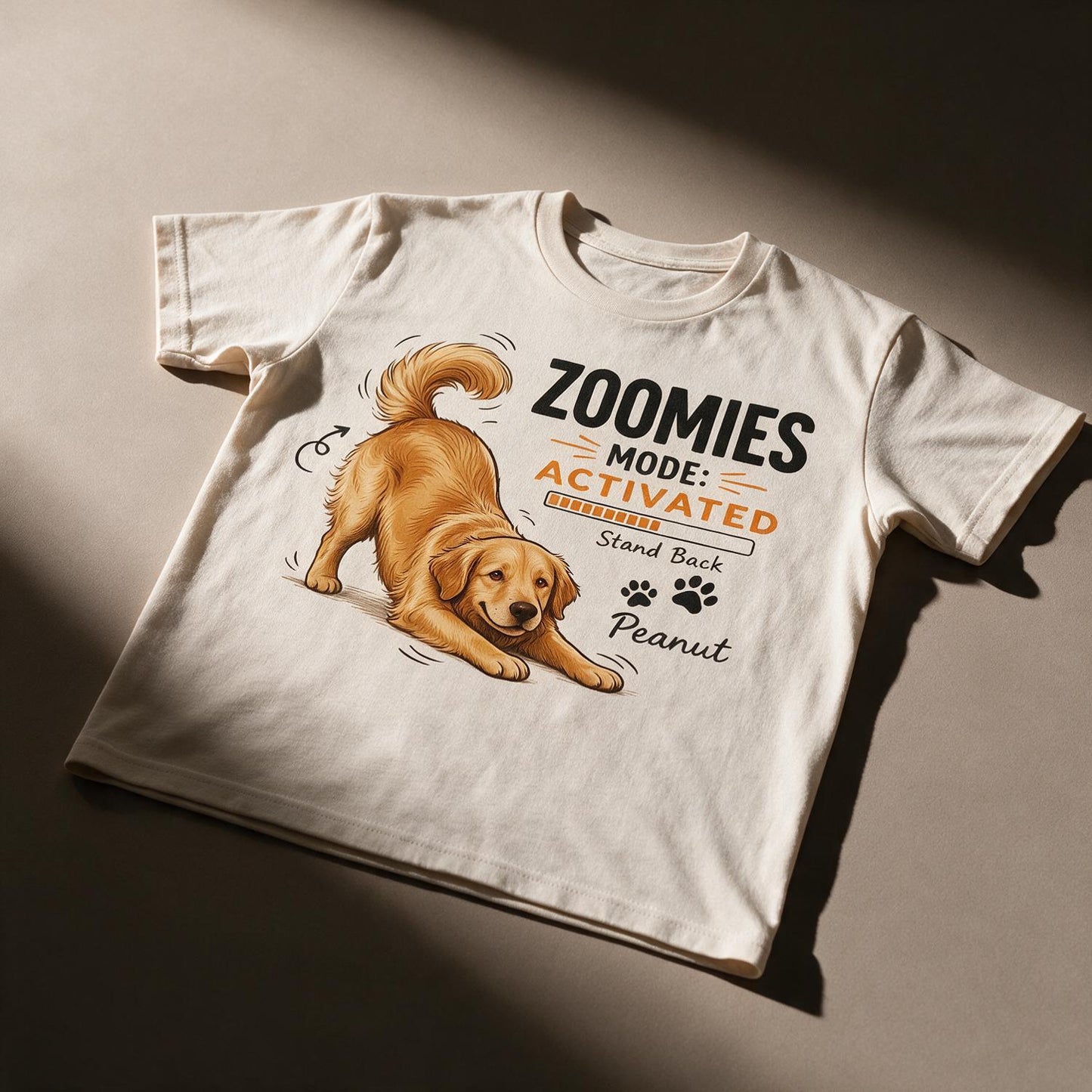 Zoomies Mode Activated Golden Retriever Play Bow Personalized Shirt - Funny Custom Dog Lover Gift