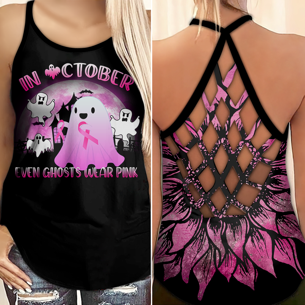 Im Oktober tragen sogar Geister Rosa – Tanktop mit Kreuz zur Sensibilisierung für Brustkrebs 0722