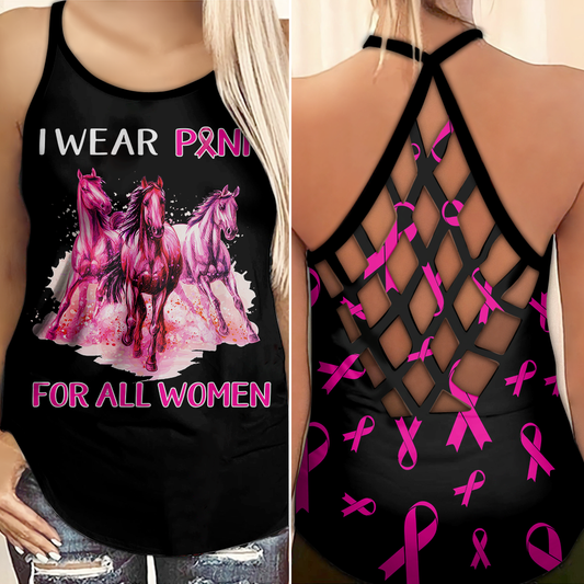 Ich trage Pink für alle Frauen – Tanktop mit Kreuz zur Sensibilisierung für Brustkrebs 0722