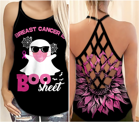Breast Cancer Is Boo Sheet - Breast Cancer Awareness Cross Tank Top 0722
