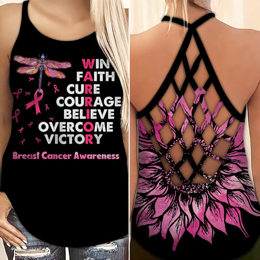 Win Faith Cure – Tanktop mit Kreuz zur Sensibilisierung für Brustkrebs 0722