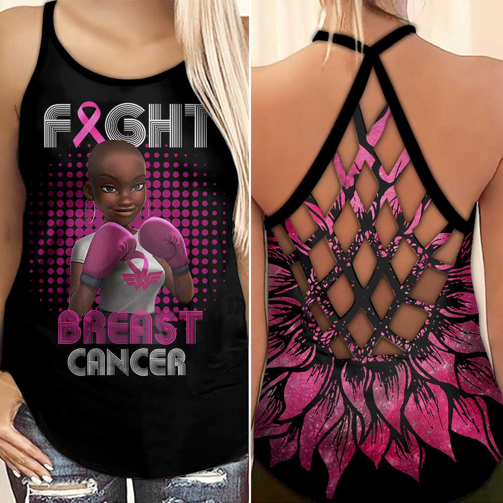 Kämpfe gegen Brustkrebs Mädchen - Tanktop mit Kreuz zur Sensibilisierung für Brustkrebs 0722