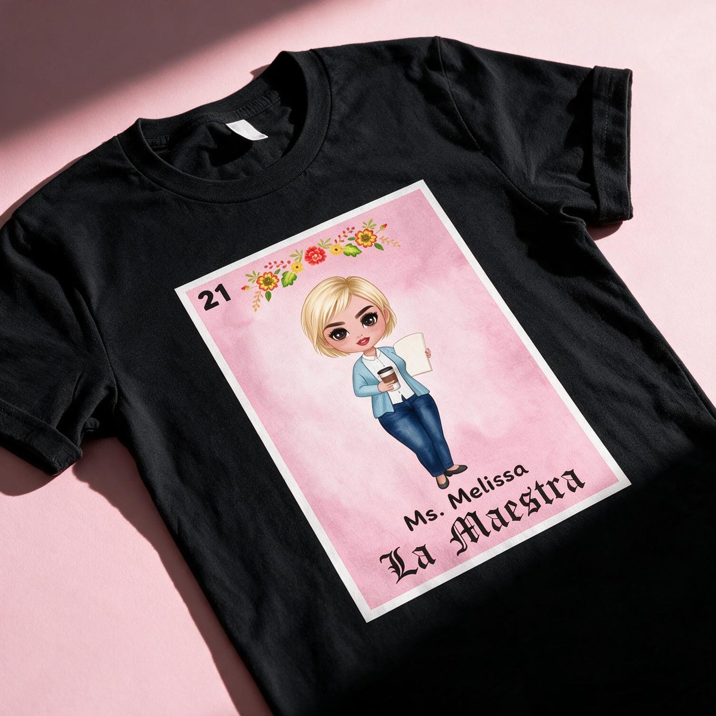 Personalized La Maestra Loteria Card T-Shirt, Custom Name Teacher Appreciation Gift