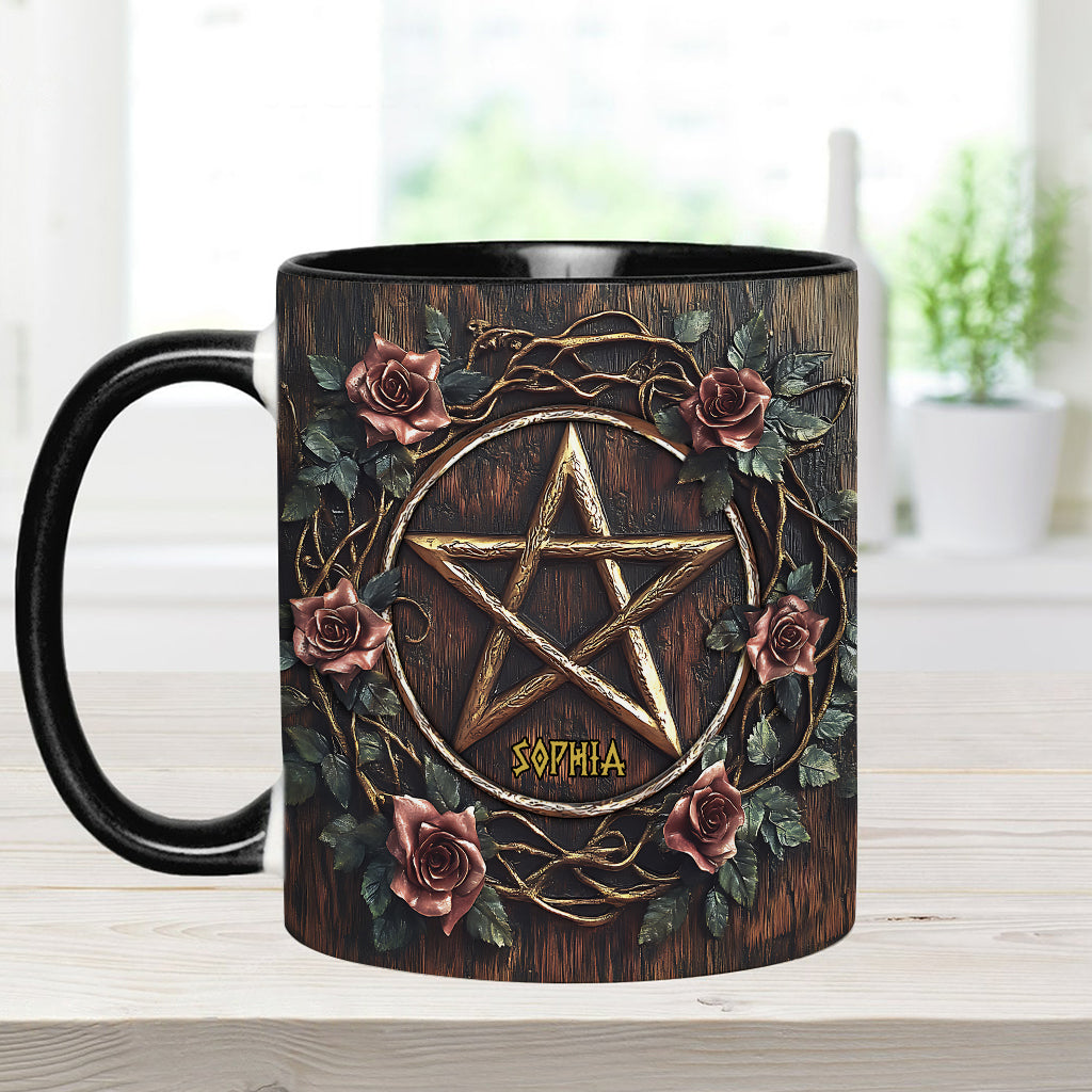 Wunderschönes Pentagramm – personalisierte Tasse mit Hexenmotiv