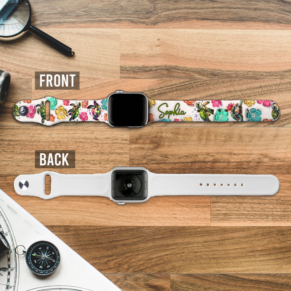 Sommerliche Vibes für Schildkrötenliebhaber – Personalisiertes Schildkröten-Armband für Apple Watch