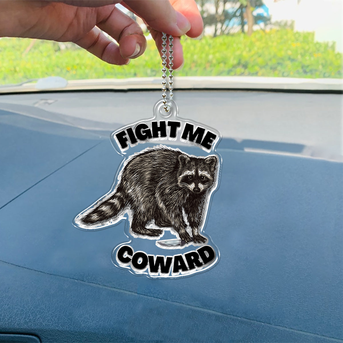 Fight Me - Raccoon Custom Shaped Car Ornament