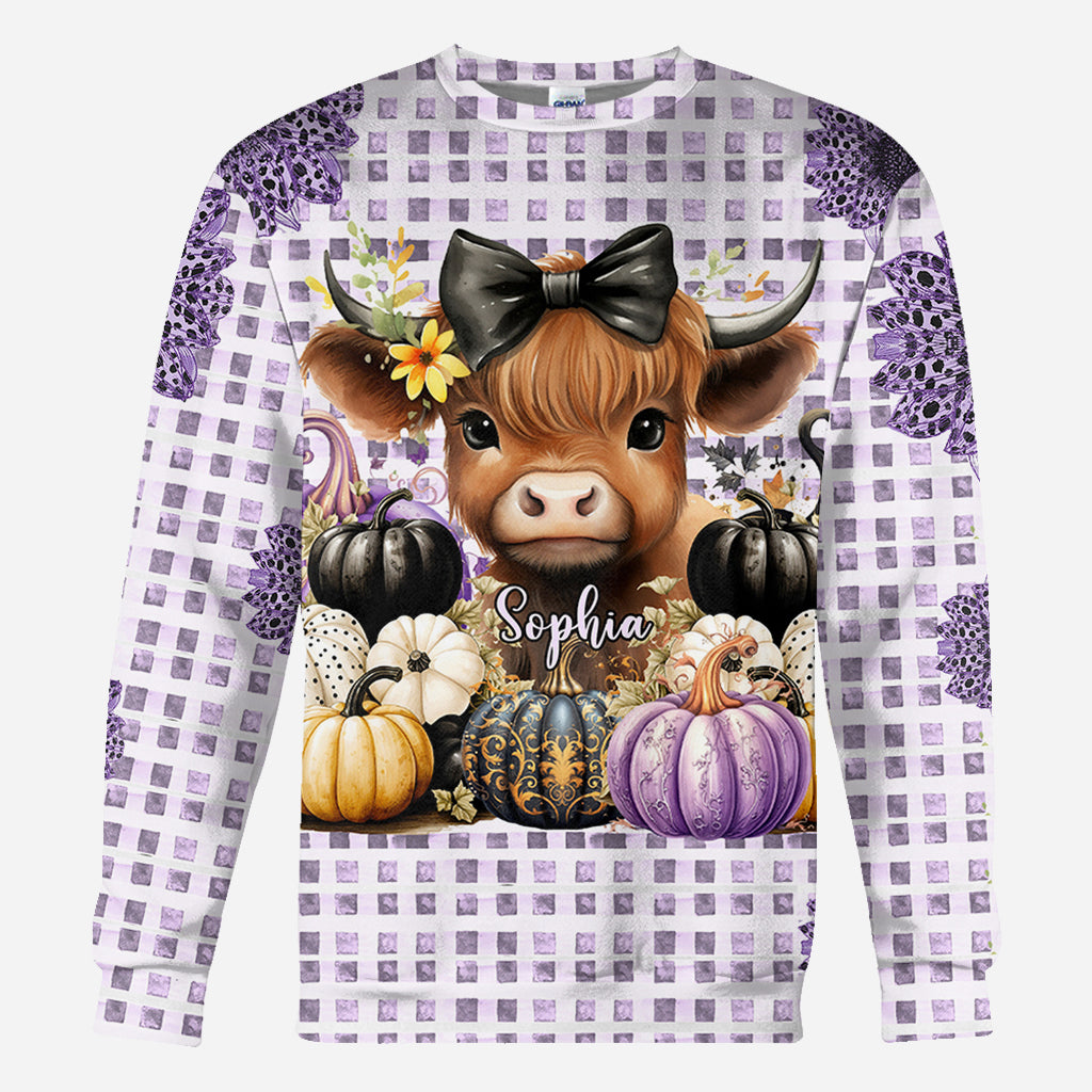 Cute Baby Highland Cow Fall Pumpkins - Personalized All Over Shirt