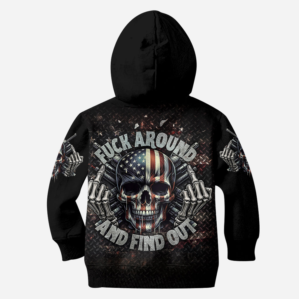 Amerikanische Flagge mit Skelett – Personalisiertes Totenkopf-Shirt