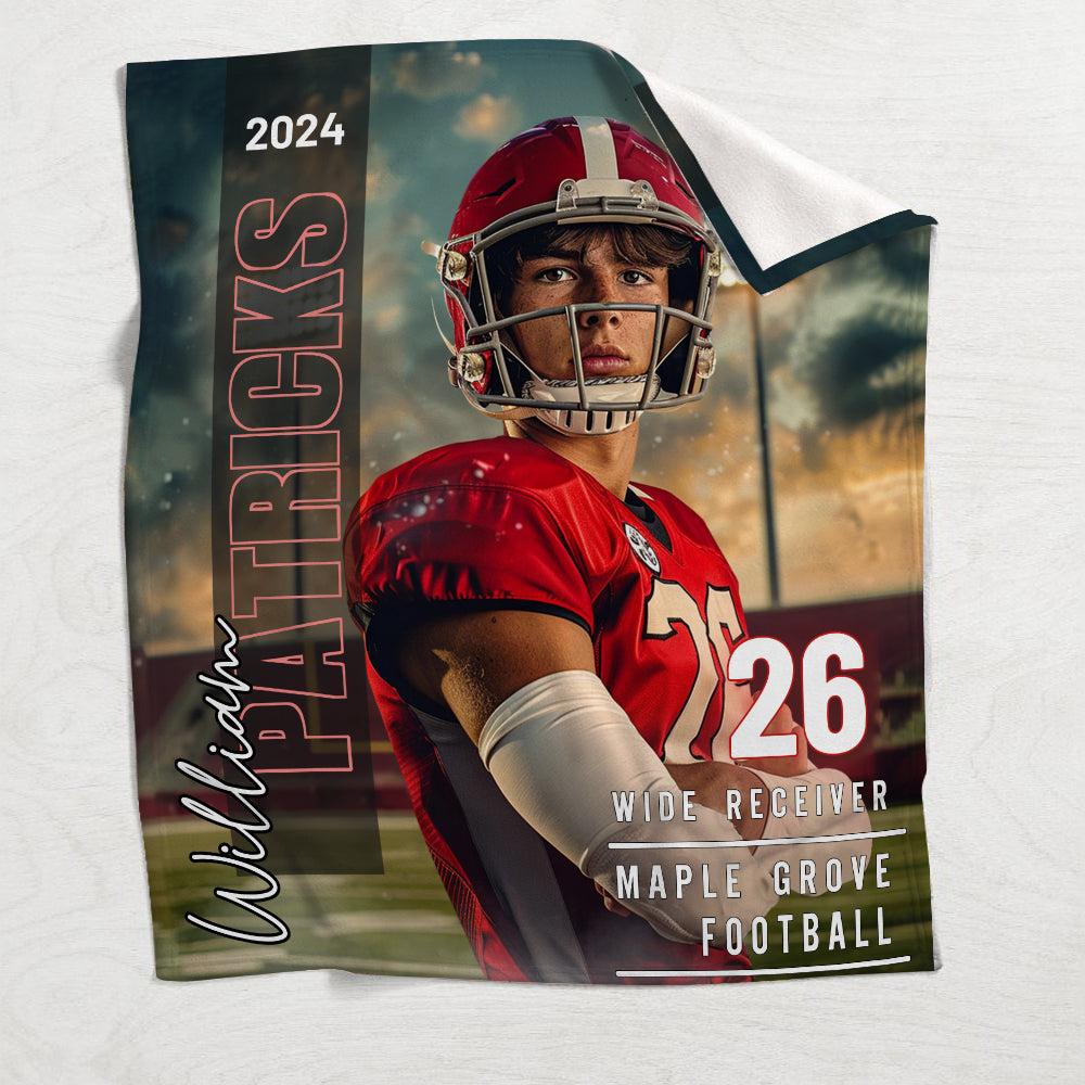 Beliebiges Foto, Name, Schule... - Personalisierte Fußballdecke