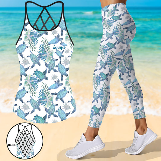 Liebe Schildkröten – Personalisiertes Tanktop und Leggings mit Schildkrötenkreuz