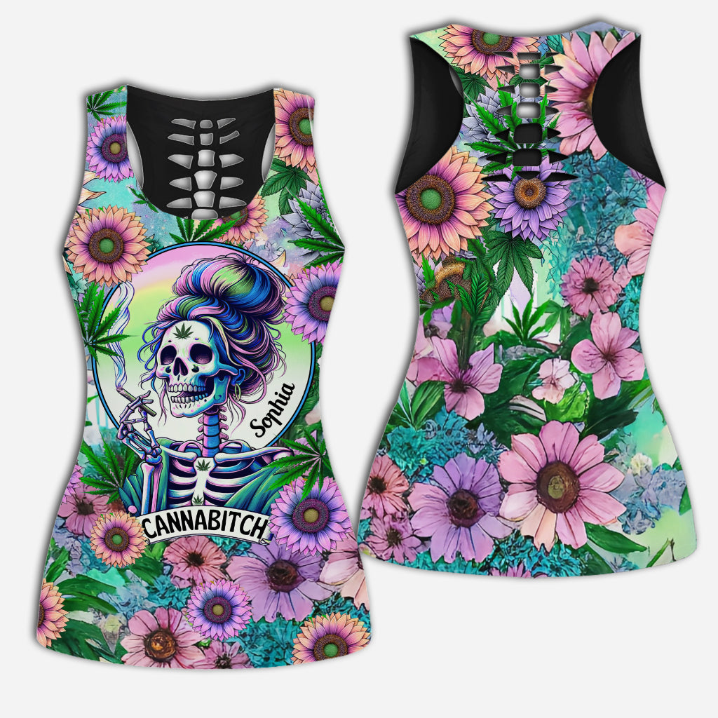 Cannabitch – Personalisiertes Weed Hollow Tanktop und Damenshorts
