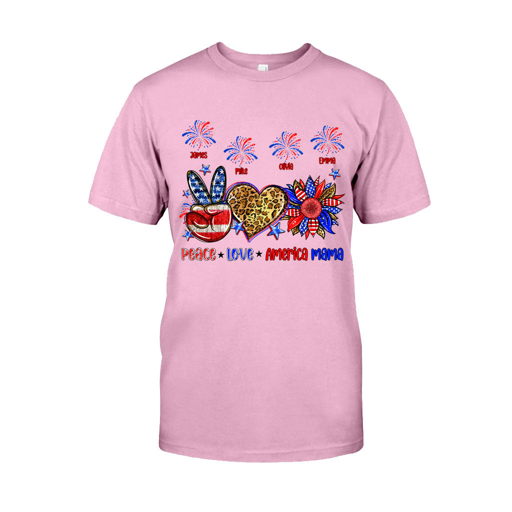 Frieden, Liebe, amerikanische Oma, Mama – personalisiertes Mutter-T-Shirt und Hoodie