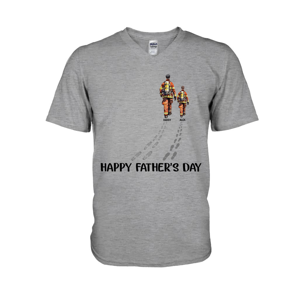 Alles Gute zum Vatertag, Feuerwehrmann-Papa! – Personalisiertes Feuerwehr-T-Shirt und Hoodie