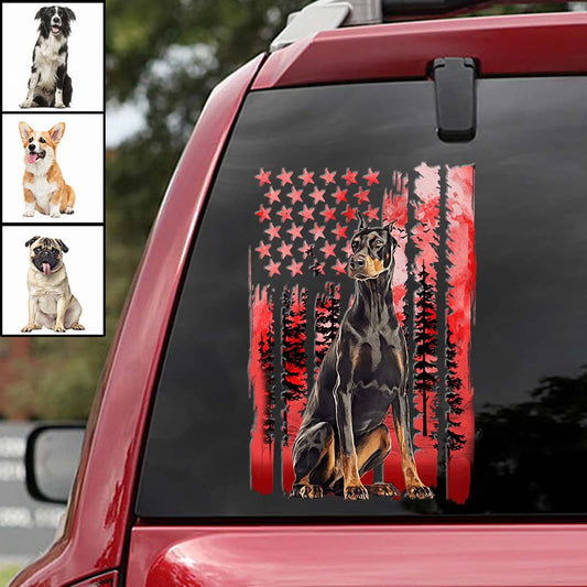 Red Flag Independence Day - Personalized Dog Decal Full