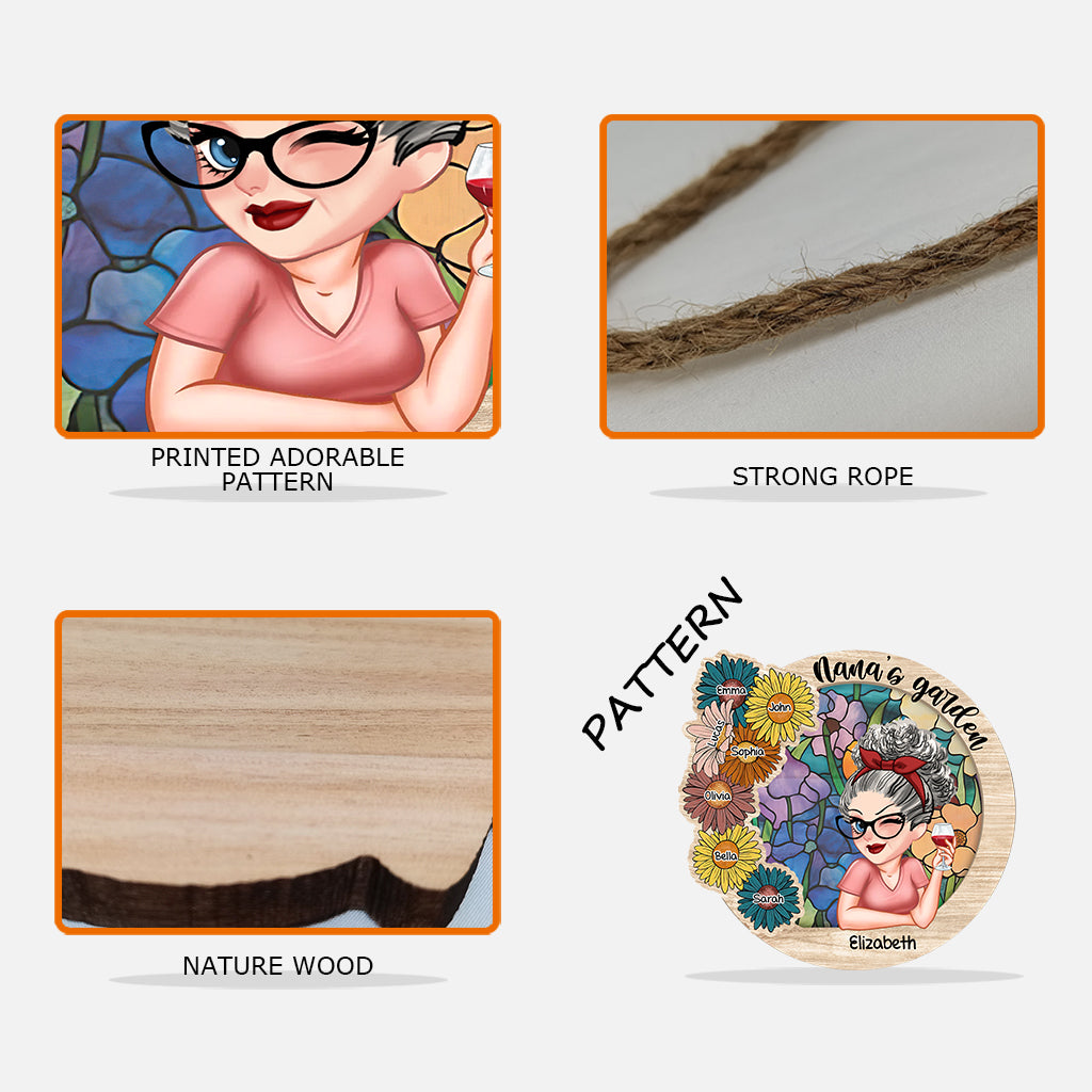 Omas Garten – Personalisiertes, individuell geformtes Holzschild „Oma“