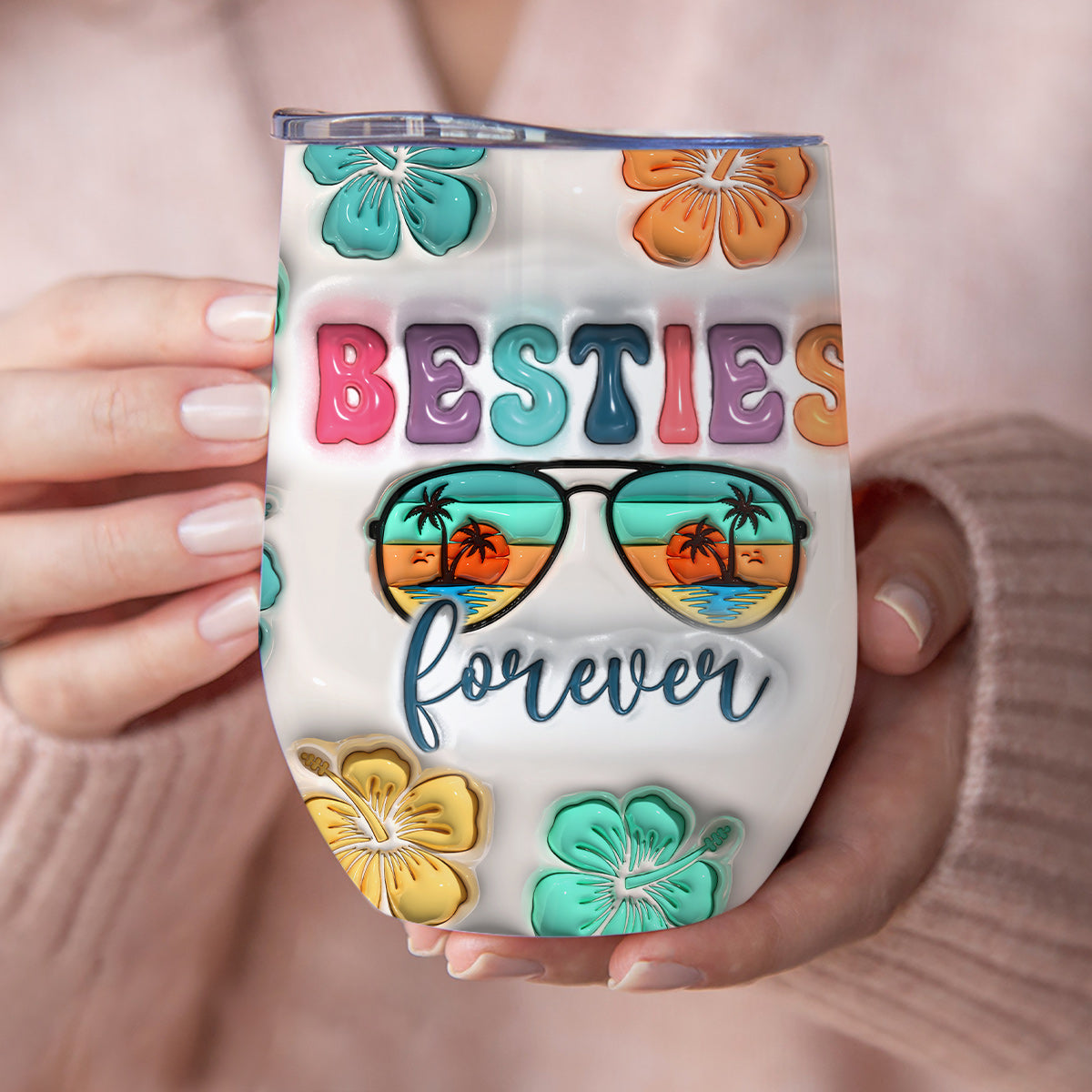 Beste Freundinnen für immer – Sommerfeeling pur! Personalisierter Weinbecher für die beste Freundin