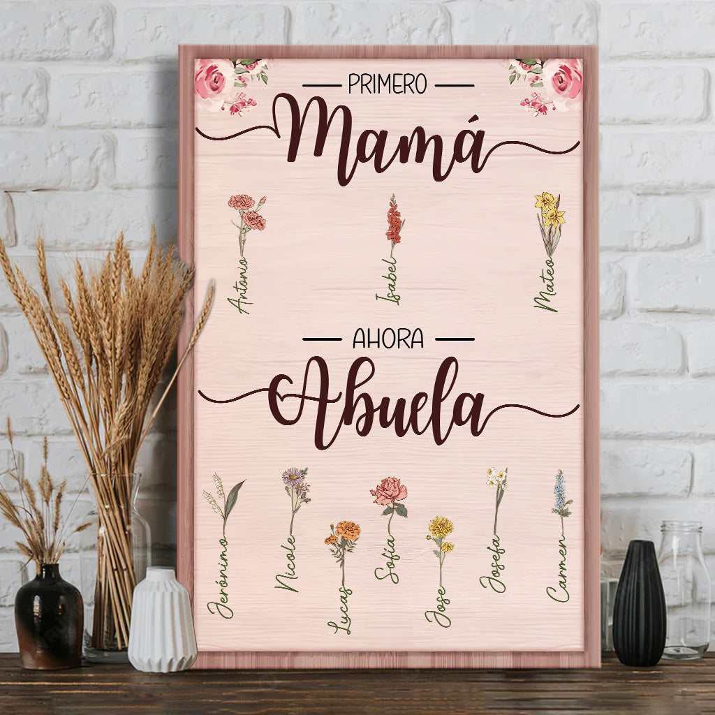 Primero Mamá Ahora Abuela – personalisierte Oma-Leinwand und Poster