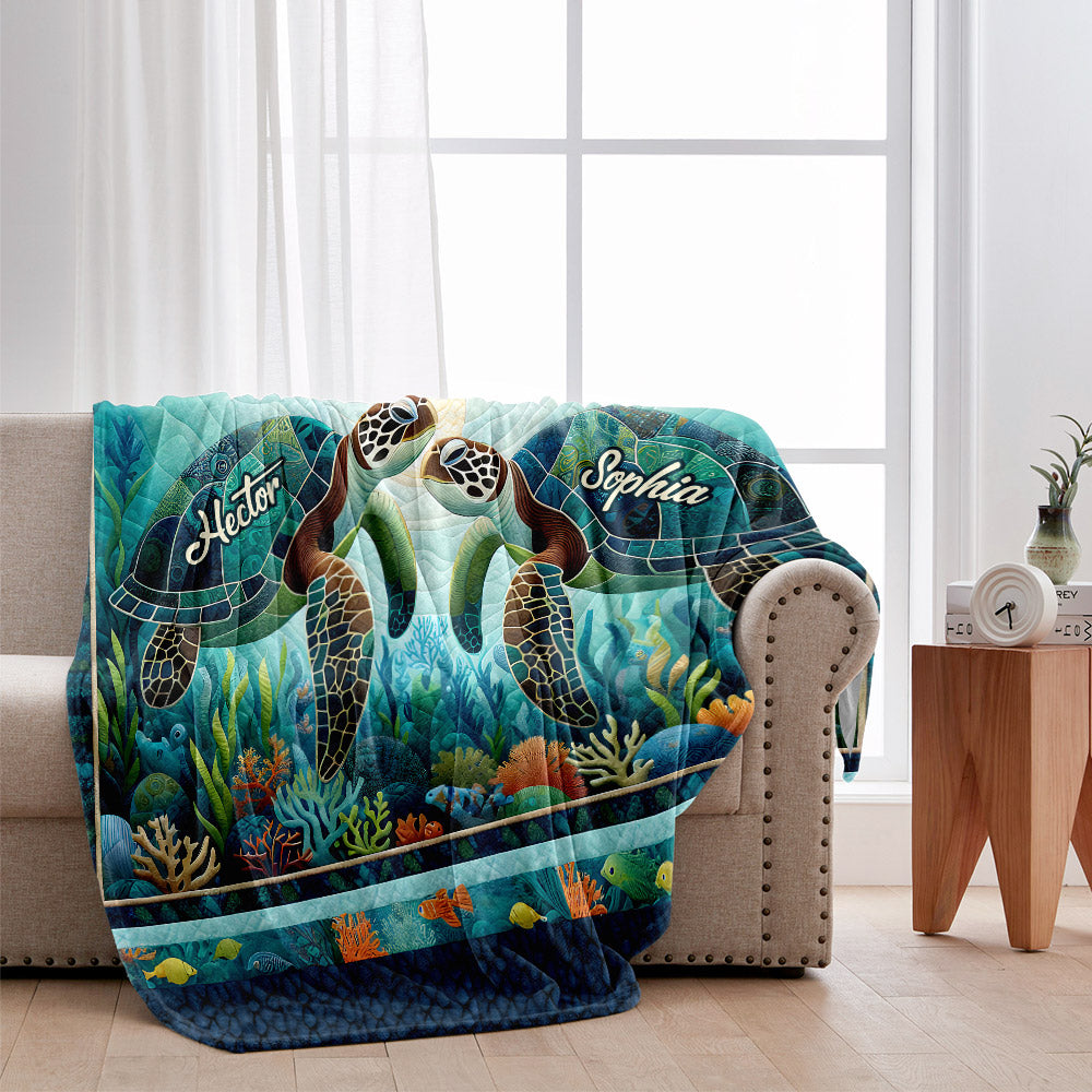 Du & Ich und das Meer – Personalisierte Schildkrötendecke