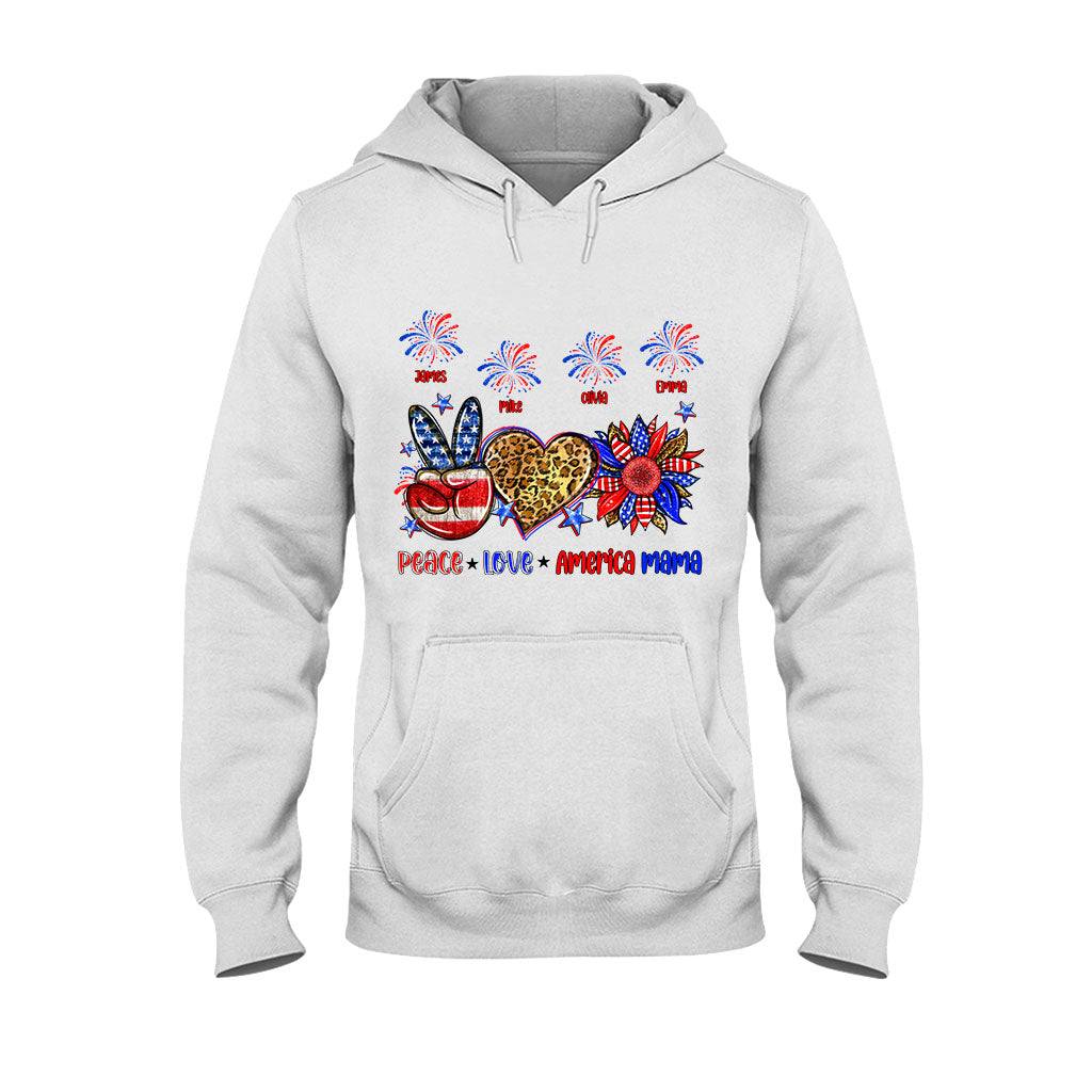 Frieden, Liebe, amerikanische Oma, Mama – personalisiertes Mutter-T-Shirt und Hoodie