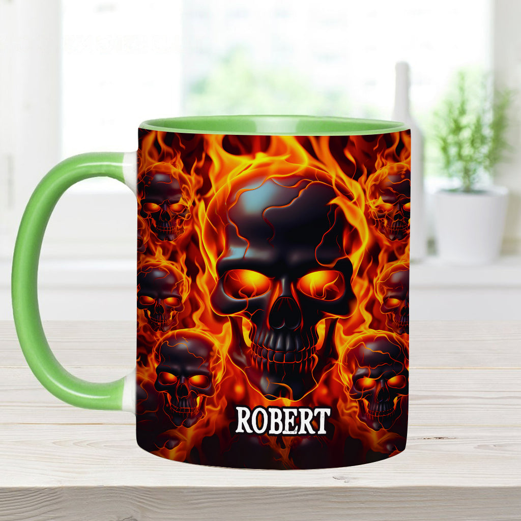 Brennender Totenkopf – Personalisierte Tasse mit Totenkopf-Akzent