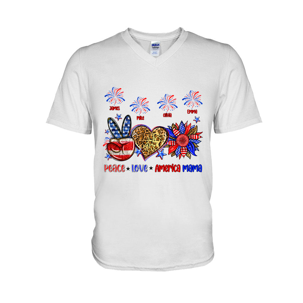 Frieden, Liebe, amerikanische Oma, Mama – personalisiertes Mutter-T-Shirt und Hoodie