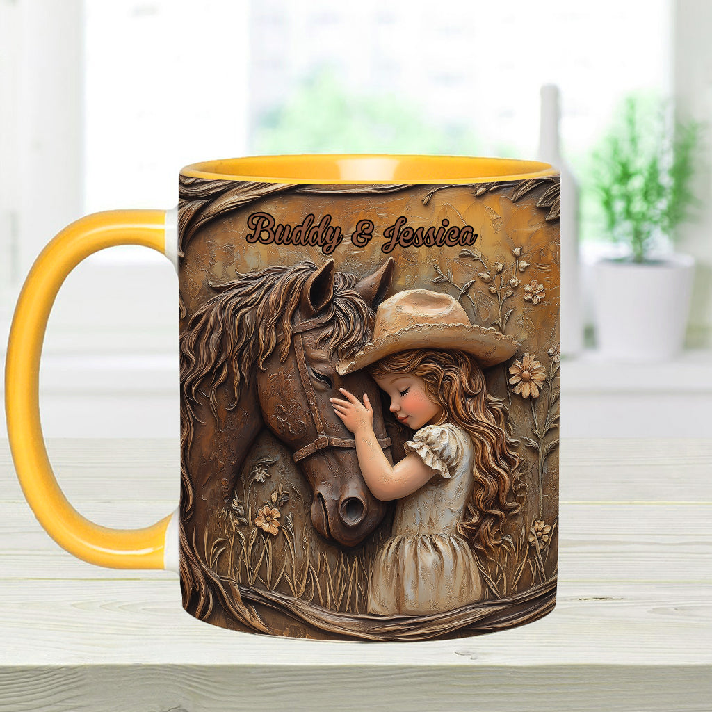 Einfach ein Mädchen, das Pferde liebt – personalisierte Tasse mit Pferdemotiv