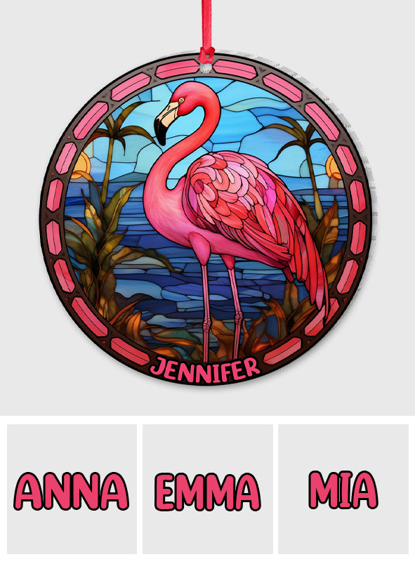Flamingos lieben – Personalisierter transparenter Flamingo-Anhänger